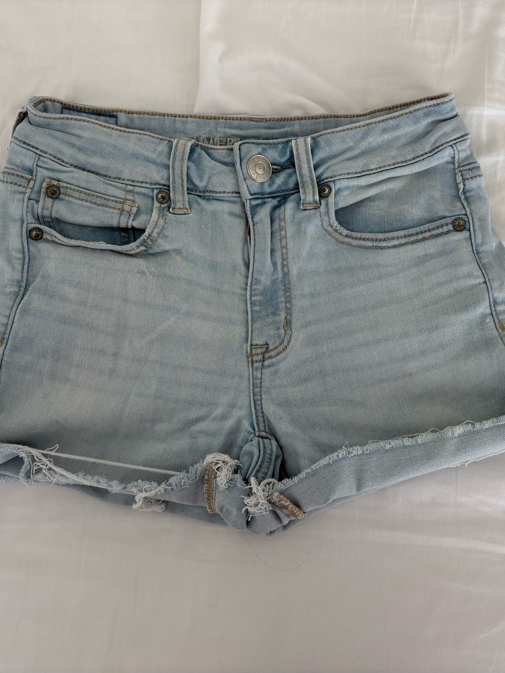 American Eagle Outfitters Light Blue Frayed Denim Cutoff Shorts